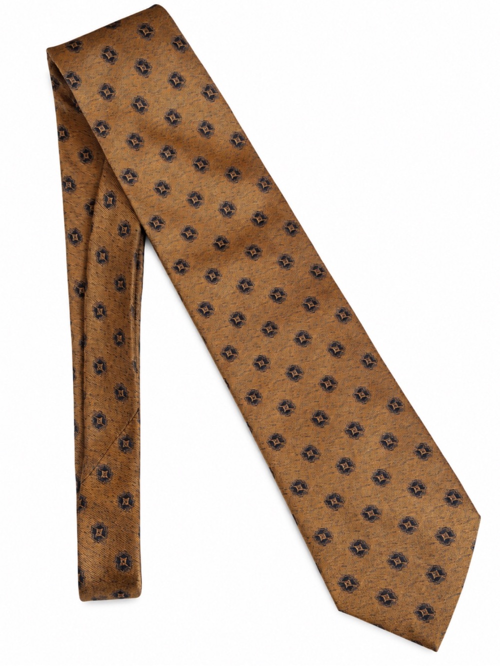Ermenegildo Zegna 100% Silk Bronze Geometric Men's Tie Made in Italy Like New!